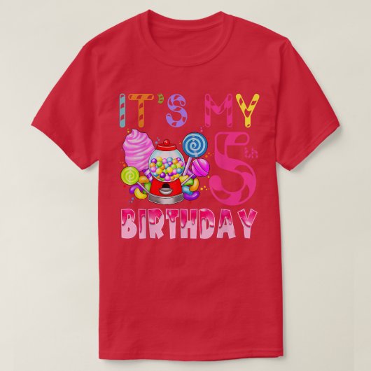 T-shirt C'est mon 5e anniversaire Candy Candyland Birthday (Design devant)
