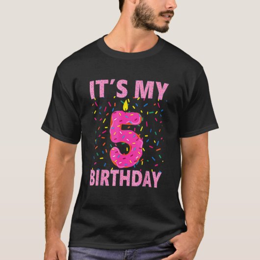 T-shirt C'est mon 5e anniversaire Doughnut Joyeux 5 ans (Devant)