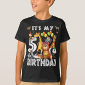 T-shirt C'est mon 5e anniversaire Safari Jungle Animaux Am (Devant)