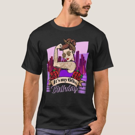 T-shirt C'est mon 60e anniversaire Leopard Design (Devant)