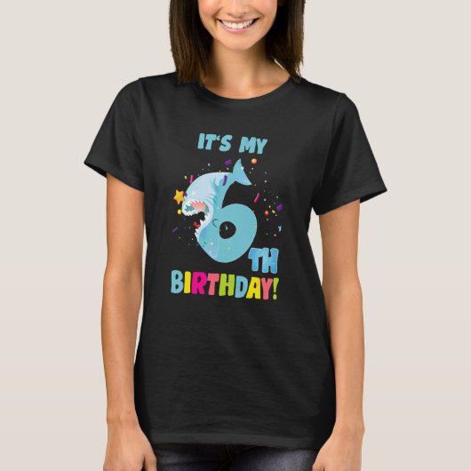 T-shirt C'est mon 6 ans 6e fête du requin Anniversaire Bab (Devant)