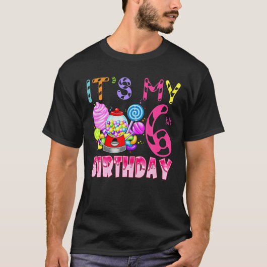 T-shirt C'Est Mon 6E Anniversaire Candy Candyland Annivers (Devant)