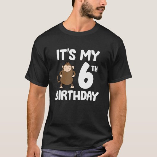 T-shirt C'est mon 6e anniversaire mignon Singe Ape 6e anni (Devant)