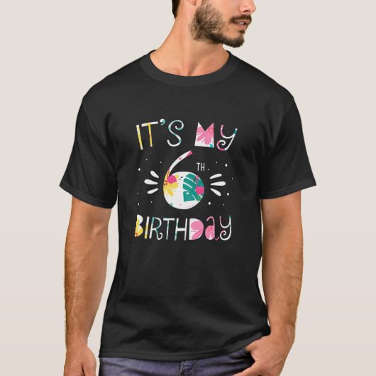 T-shirt C'est mon 6e anniversaire Tropical Floral 6 ans Gi (Devant)