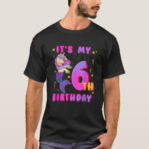 T-shirt C'est mon 6e anniversaire Unicorn Mermaid 6 Ans M