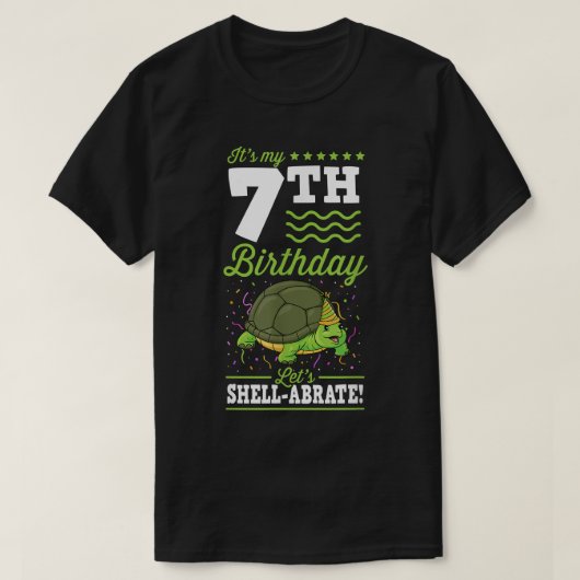 T-shirt C'est mon 7e anniversaire Lets Shellabrate Turtle (Design devant)