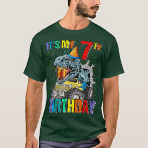 T-shirt C'est mon 7e anniversaire Monster Truck Dinosaur B