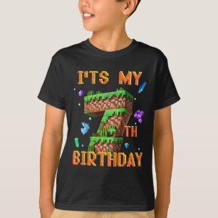 T-shirt C'est mon 7ème anniversaire Pixel Gamer Party Garç