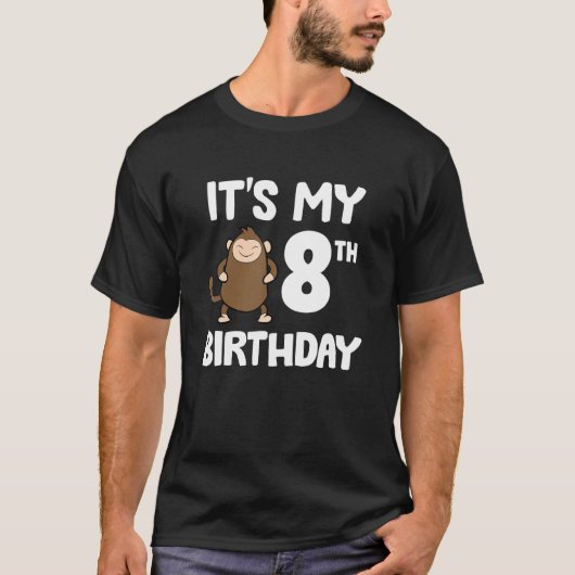 T-shirt C'est mon 8e anniversaire mignon Singe Ape 8e anni (Devant)