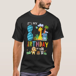 T-shirt C'est mon 8e anniversaire Thème de zoo Anniversair