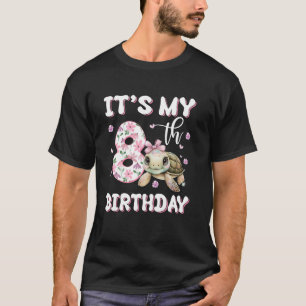 T-shirt C'est mon 8ème anniversaire Mignon Turtle Mer Pois