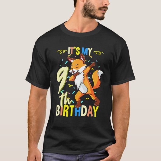 T-shirt C'est mon 9e anniversaire Dabbing Fox (Devant)