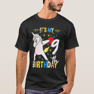 T-shirt C'Est Mon 9E Anniversaire Dabbing Unicorn Bowling