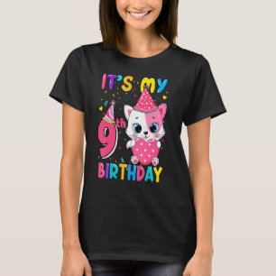 T-shirt C'est mon 9e anniversaire fille chat Anniversaire
