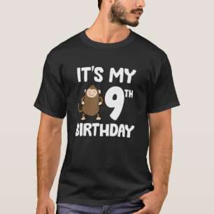 T-shirt C'est mon 9e anniversaire mignon singe Ape 9e anni