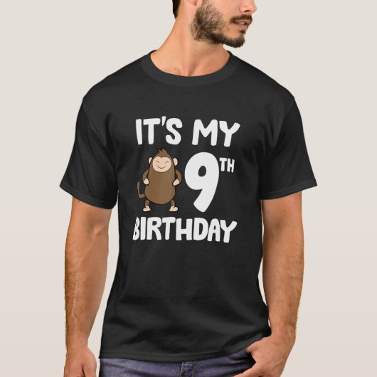 T-shirt C'est mon 9e anniversaire mignon singe Ape 9e anni (Devant)