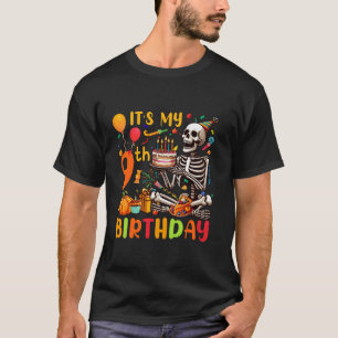 T-shirt C'est mon 9e anniversaire Thanksgiving Fall Skelet