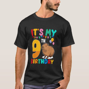 T-shirt C'est mon 9e anniversaire Thème capybara mignon 9