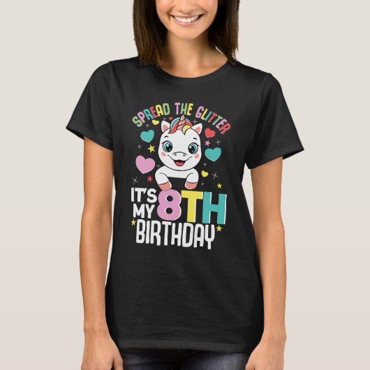 T-shirt C'est mon anniversaire 8e anniversaire fille 8 ans (Devant)