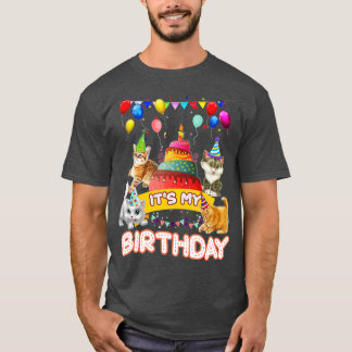 T-shirt C'est mon anniversaire Chat et Kitten Fête Fille e