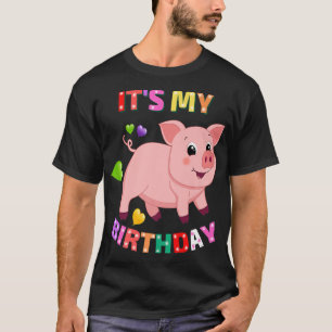 T-shirt C'est mon anniversaire cochon pour femmes, adolesc