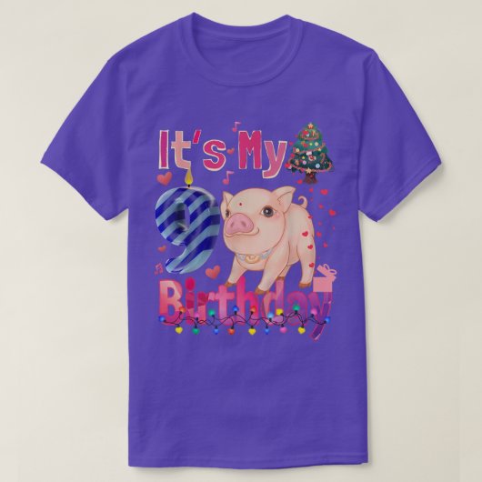 T-shirt C'est mon anniversaire Fille Cochon 9 ans Filles C (Design devant)