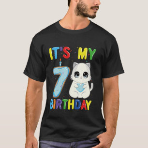 T-shirt C'est mon anniversaire garçon chat Ragdoll 7 ans