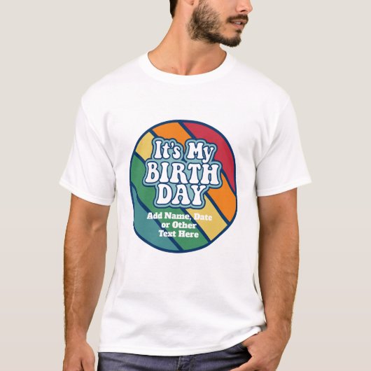 T-shirt C'est mon anniversaire - Happy Stripe Rainbow Colo (Devant)
