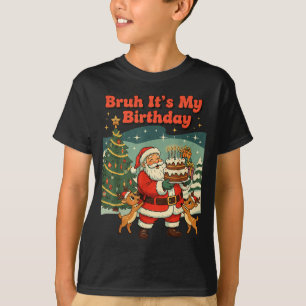 T-shirt C'est mon anniversaire Santa Claus rétro Noël drôl