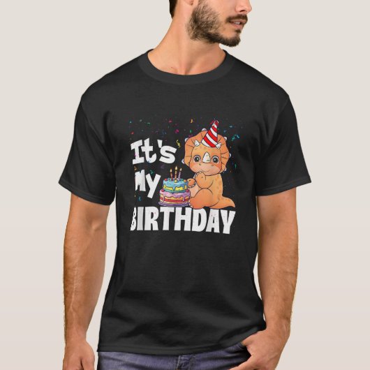 T-shirt C'est mon Anniversaire Tricératops Dinosaur Lover (Devant)