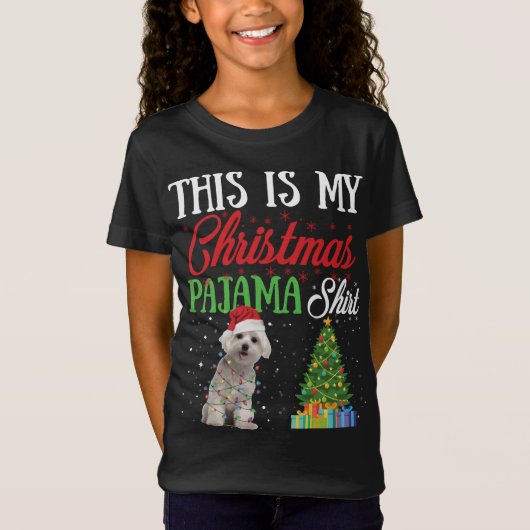 T-Shirt C'Est Mon Cadeau De Noël Pajama Maltese Lover Dog (Devant)