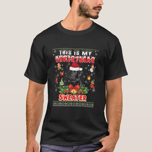 T-shirt C'Est Mon Chandail De Noël Black Labrador Chien Ug (Devant)