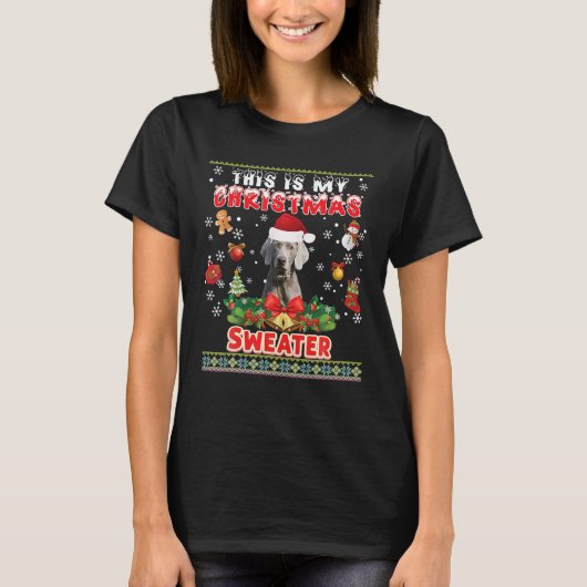 T-shirt C'Est Mon Chandail De Noël Weimaraner Chien Vilain (Devant)