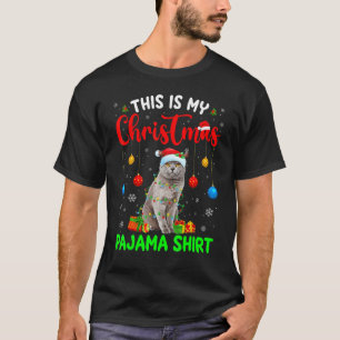 T-shirt C'est mon chat British Shorthair en pyjama de Noël