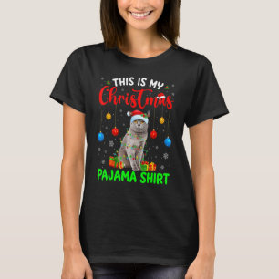 T-shirt C'est mon chat British Shorthair en pyjama de Noël