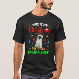 T-shirt C'est mon chat siamois en pyjama de Noël sur un ar