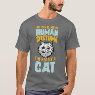 T-shirt C'est mon costume humain Je suis vraiment un chat 