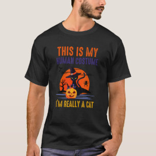 T-shirt C'est mon costume humain Je suis Vraiment un chat 