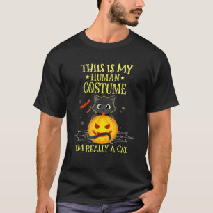 T-shirt C'est mon costume humain Je suis Vraiment un chat 