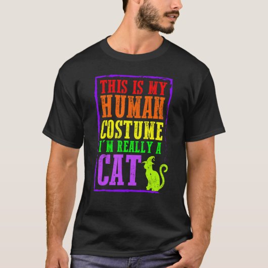 T-shirt C'est mon costume humain Je suis vraiment un chat (Devant)