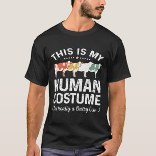 T-shirt C'est Mon Costume Humain Vache Laitière Vintage Ha