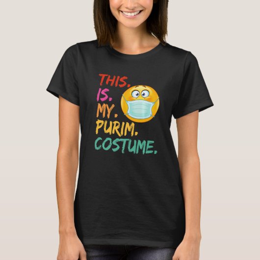 T-shirt C'Est Mon Costume Purim Drôle Masque Visage Juif D (Devant)