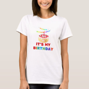 T-shirt C'est mon gâteau d'anniversaire et bannières fille