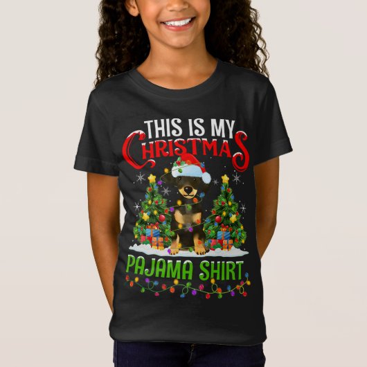 T-Shirt C'Est Mon Jeu De Noël Feux Dachshund Chien X (Devant)