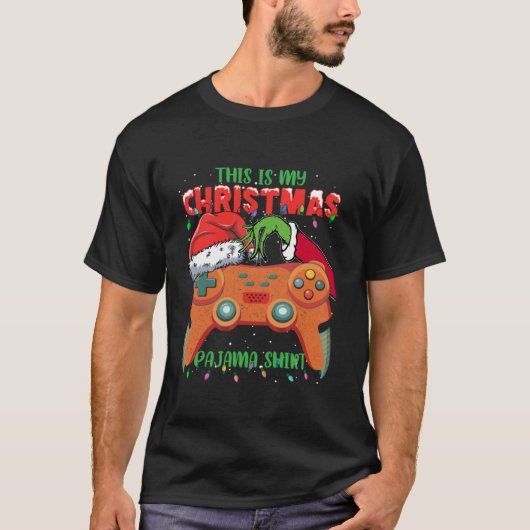 T-shirt C'Est Mon Jeu Vidéo De Pajama De Noël Gamer Men B (Devant)
