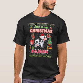 T-shirt C'Est Mon Jour De Noël Pjama Vache Douleur Laide M