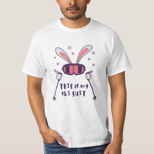 T-shirt C'est mon lapin de ski en combinaison de ski avec (Devant)