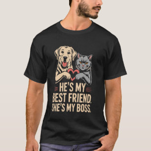 T-shirt C'est mon meilleur ami Elle est ma patronne Chaton