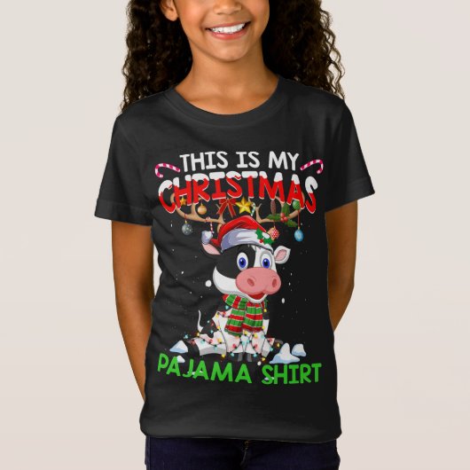 T-Shirt C'Est Mon Noël Pajama Cow Reindeer Noël (Devant)