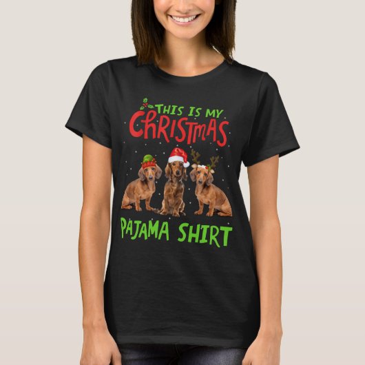 T-shirt C'Est Mon Pajama Dachshund Don Père Noël X (Devant)
